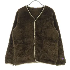 Champion チャンピオン 長袖 ノーカラー ボアジャケット M ブラウン メンズ 古着