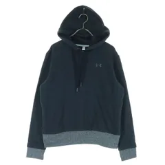 美品 UNDER ARMOUR アンダーアーマー 長袖 ハーフジップ スウェットパーカー MD ブラック 裏起毛 メンズ 古着