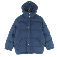 POLO RALPH LAUREN ポロラルフローレン ワンポイントロゴ ツートンカラー 長袖 ダウンジャケット 140 ネイビー キッズ 古着