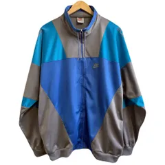 NIKE ナイキ トラックジャケット ジャージ 裏地あり ロゴ刺繍 カラーブロックデザイン フルジップ ポケット付き 青×水色×グレー XLサイズ No.L789