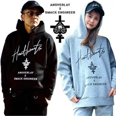 【20%OFF】ANOVERLAY (lynch.晁直) × SMACK ENGINEER (スマックエンジニア)「DOUBLE KNIT PARKA」アンオーバーレイ ダンボールニットプルオーバーパーカー 黒ブラック グレー スカル メンズレディース バンドのサムネイル