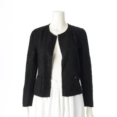 中古　美品　シャネル　CHANEL ブラック　ノーカラー　ジャケット　42 CHANEL】シャネル『ノーカラージャケット size42』P41123V29766