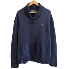 Polo Ralph Lauren ポロ ラルフローレン ショールカラー スウェットシャツ 切り替えデザイン プルオーバー ワンポイントロゴ 刺繍 紺 ネイビー Lサイズ No.L792