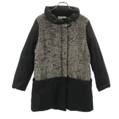 HANAE MORI 森英恵 ハナエモリ ツイード切替 ダウンジャケット 40 ブラック レディース 古着