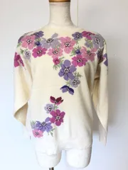 【値下げ交渉歓迎】Ballantyne 花柄カシミヤニット 古着女子向け クルーネック スコットランド製 B-66