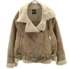 ZARA ザラ フェイク ムートンジャケット XXL ベージュ系 レディース 古着