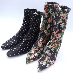 ザラ ブーツ 2点セット シューズ 靴 まとめて レディース 38サイズ ネイビー花柄/ネイビードット ZARA 【中古】