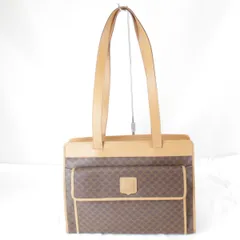 『USED』CELINE【セリーヌ】 マカダム柄 ショルダーバッグ PVC レディース ブラウン 大きめ 大容量 ハイブランド A4サイズが入る