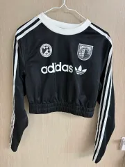 アディダス 3本線 クロップド 長袖 ブラック