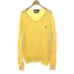 ポロ バイ ラルフローレン Polo by Ralph Lauren ニット セーター 長袖 Vネック L 黄色 イエロー ポニー刺繍 46693 /PP ■GY01