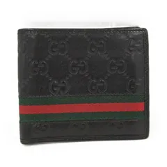 GUCCI 二つ折り財布 グッチシマ シェリーライン レザー ブラック 365493