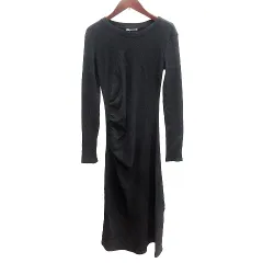 ザラ ZARA ワンピース マキシ ロング リブニット 長袖 S 黒 ブラック /AU