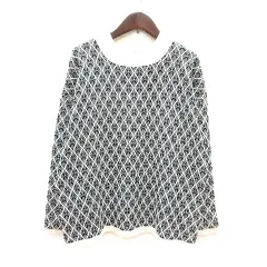 モナカ monaca ニット セーター 総柄 長袖 M-L 黒 ブラック /MN