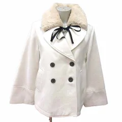 アースミュージック&エコロジー EARTH MUSIC & ECOLOGY ショートコート ダブル 3way 総裏地 フェイクファー M 白 ホワイト /YK ●RY