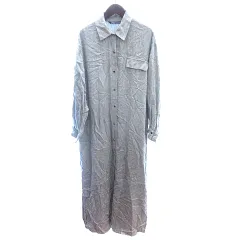 ザラ ZARA シャツワンピース マキシ ロング ステンカラー 長袖 M グレー /AU