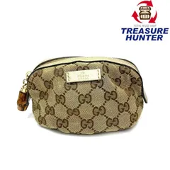 GUCCI(グッチ)　GGキャンバス　バンブー　コスメポーチ　246174 ベージュ×ゴールド 【102062935003】