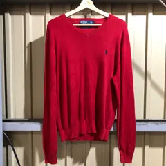1238 Polo by Ralph Lauren セーター レッド L ポロバイラルフローレン ニット コットン ワンポイント 刺繍ロゴ ポロポニー 古着卸 アメリカ仕入
