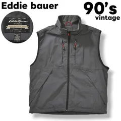90sヴィンテージ エディーバウアー Eddie bauer 裏フリース ジップアップ ナイロンベスト ジャケット ブルゾン アウター レイヤード アメカジ ストリート アウトドアミックス S グレー メンズ