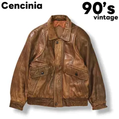 【人気】 90sヴィンテージ Cencinia センチニア 変形レザージャケット シープスキン フライトジャケット A2 G1 ミリタリー アメカジ ストリート M ブラウン メンズ