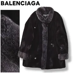 【最高級】 カナダ製 バレンシアガ BALENCIAGA ミンクファー ハーフ コート 毛皮 花モチーフ ラインストーン付き エレガント ラグジュアリー アウター ブラック レディース ♪