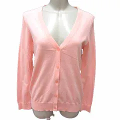 ユニクロ UNIQLO カーディガン ニット Vネック 長袖 L ピンク /YK ●RY