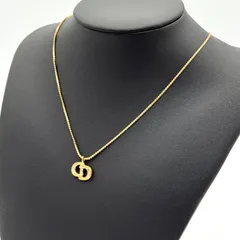 美品 Dior CDロゴ ラインストーン ネックレス ゴールド クリスチャン ディオール Christian Dior ヴィンテージ