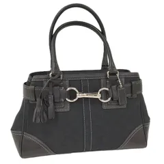 COACH ハンドバッグ ハンプトンズ シグネチャー キャンバス レザー ブラック
