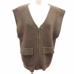 ニコアンド Niko and.. ニットベスト Vネック ジップアップ F 茶 ブラウン /YK
