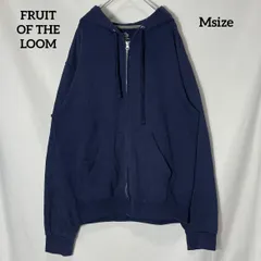 【FRUIT OF THE LOOM】ジップパーカー 無地 フルジップ フーディー プルオーバー オーバーサイズ トレーナー ネイビー US古着 USA輸入 Msize