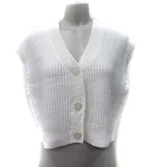 ジーユー GU ベスト ニット フレンチスリーブ M 白 ホワイト /YI ●RY