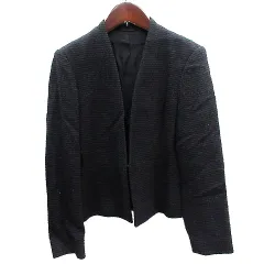 アナイ ANAYI ノーカラージャケット ツイード 総裏地 38 M 黒 ブラック /AU