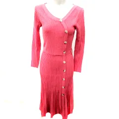 マーキュリーデュオ MERCURYDUO ワンピース ニット Aライン ロング 長袖 F ピンク /RT