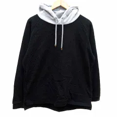 コムサコミューン COMME CA COMMUNE パーカー プルオーバー フード 長袖 L 黒 ブラック グレー /YK