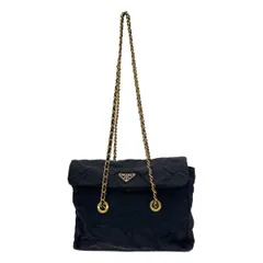 PRADA プラダ キルティングナイロン チェーンショルダーバッグ  ブラック