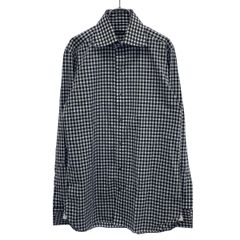 TOM FORD トム フォード ギンガムチェックシャツ TFJ001 ブラック ホワイト 40