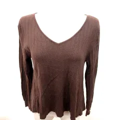 ロイヤルパーティー ROYAL PARTY セットアップ ニット カットソー Vネック 長袖 パンツ ウエストマーク F 茶 ブラウン /RT