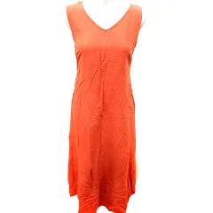 ロッソ ROSSO アーバンリサーチ ワンピース Aライン ロング 麻混 リネン混 ウエストマーク F オレンジレッド /RT