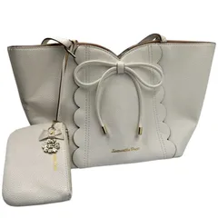 Samantha Vega ビジュー＆リボン付き トートバッグ スカラップ アイボリー