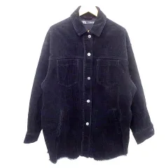ザラ ZARA コーデュロイ ジャケット カバーオール M 黒 ブラック A1217