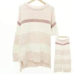 ジェラートピケ gelato pique もこもこ ボーダー セットアップ カットソー パンツ ナイトウェア ルームウエア パジャマ ピンク ■YHS9