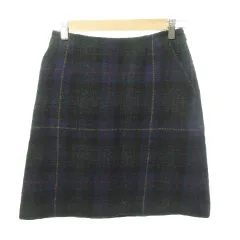 マッキントッシュフィロソフィー MACKINTOSH PHILOSOPHY ハリスツイード ミニ 台形 スカート チェック 厚手 36 Sサイズ 紺 ネイビー