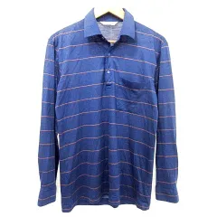 アーノルドパーマー Arnold Palmer 長袖 ポロシャツ 薄手ボーダー  Mサイズ 紺 ネイビー ■GY61 A1216