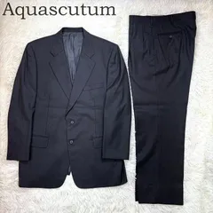Aquascutum アクアスキュータム スーツセットアップ XL相当 メンズ 上下セットダークグレー 無地 ビジネススーツ サイズ ジャケット102BB6 パンツ98BB4