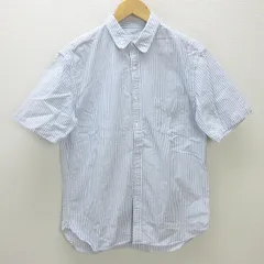 G■アーバンリサーチ/URBAN RESEARCH ROSSO 半袖シャツ/ストライプ柄【L】白青/men's/106【中古】■