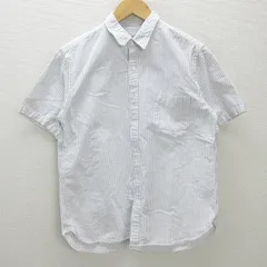 G■アーバンリサーチ/URBAN RESEARCH ROSSO 半袖シャツ/ストライプ柄【M】白灰/men's/112【中古】■