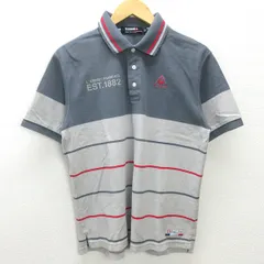G■ルコックスポルティフ/lecoqsportif 半袖ポロシャツ/ゴルフウエア【M】灰/men's/96【中古】■