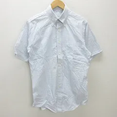G■ブルックスブラザーズ/BROOKS BROTHERS 半袖BDシャツ/チェック柄【152/1】白青/men's/109【中古】■