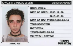 【中古】コレクションカード(男性)/ SEVENTEEN/ジョシュア(JOSHUA)/CD「HAPPY BURSTDAY」(NEW BURSTDAY Ver.)封入IDカード