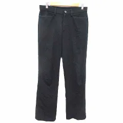 ノーブランド スラックスパンツ ストライプ 黒 ブラック /YK ●RY