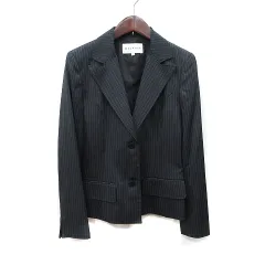 メルローズ MELROSE テーラードジャケット ストライプ 総裏地 3 M～L 黒 ブラック /YI